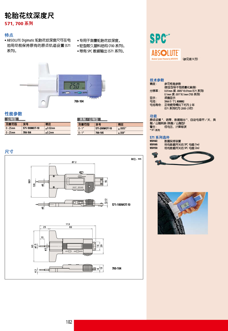 571系列 700系列 輪胎花紋深度尺 700-104 571-100MOT-10